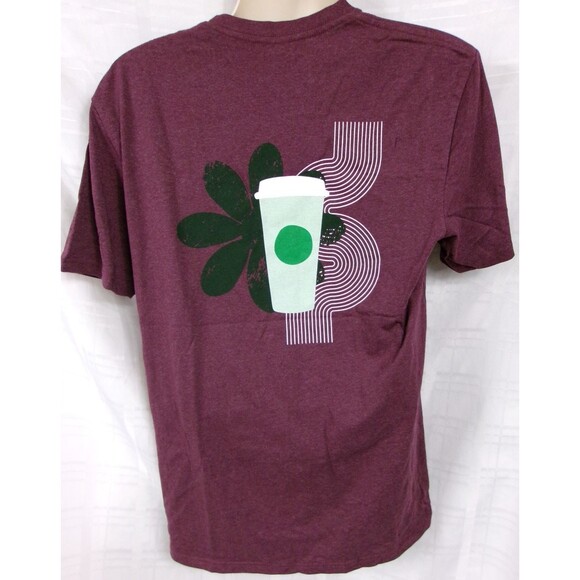 Starbucks Employee T Shirt Recycled Material Coffee Burgundy Unisex Large New - Picture 1 of 4